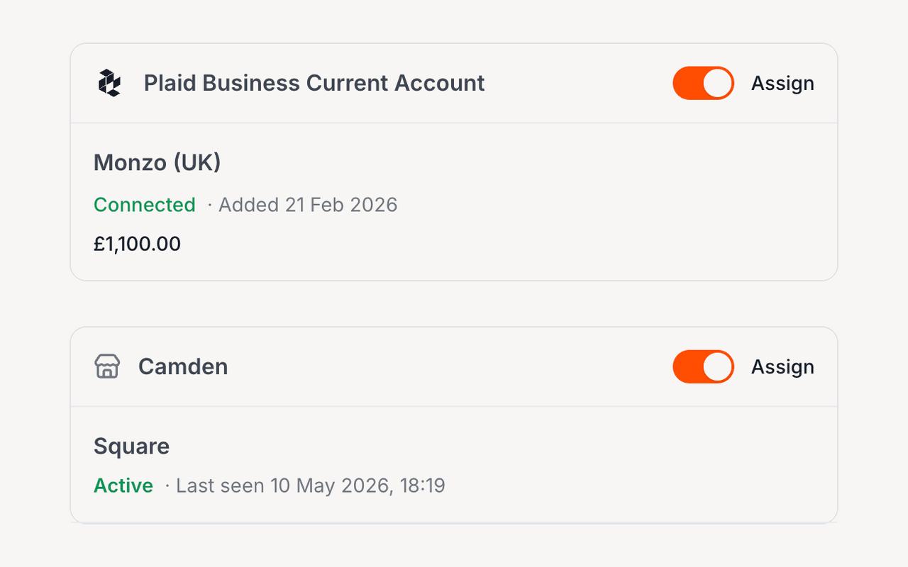 Connect bank & POS